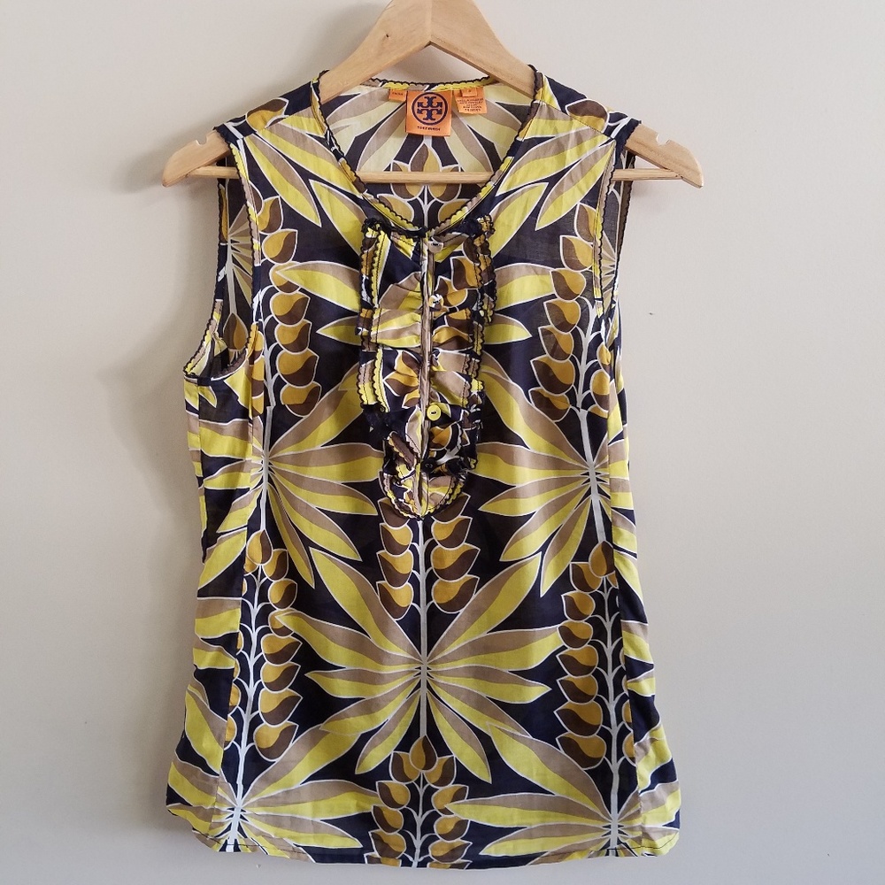 Tory Burch Sleeveless Floral Print Blouse Sz 8